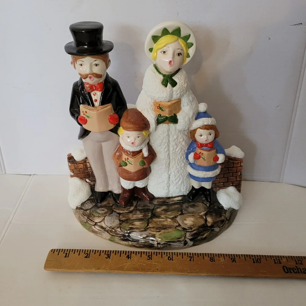 Vintage Victorian Christmas Carolers Family Handpainted Xmas Home Decor